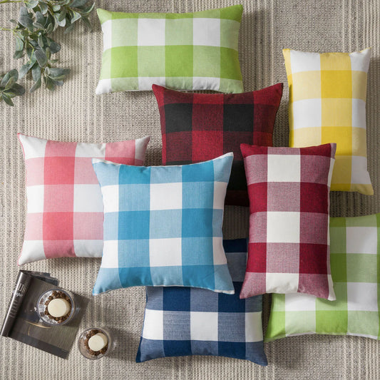 Pack of 2 Plaid Farmhouse Throw Pillows