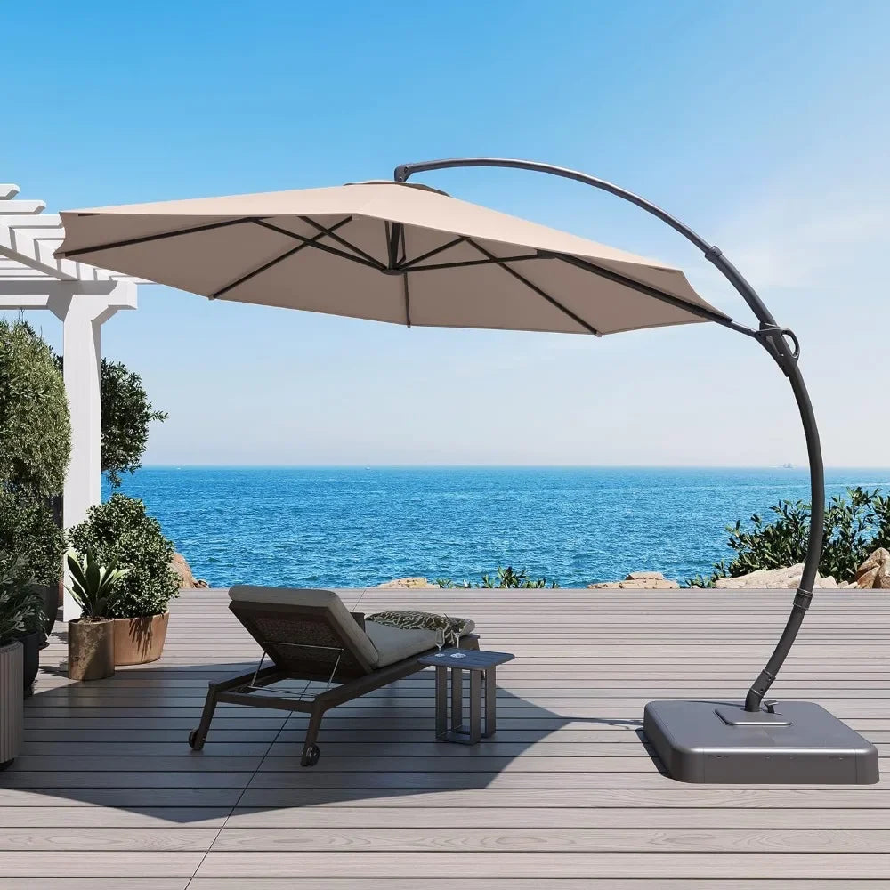 Outdoor Deluxe Curvy Cantilever Patio Umbrella with Base