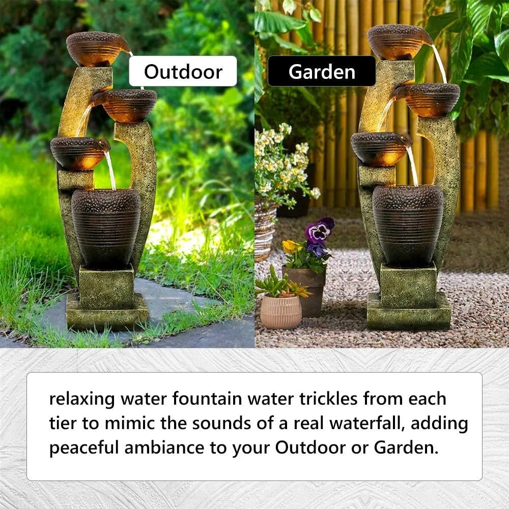 LED Outdoor Water Fountain with 4 Crocks