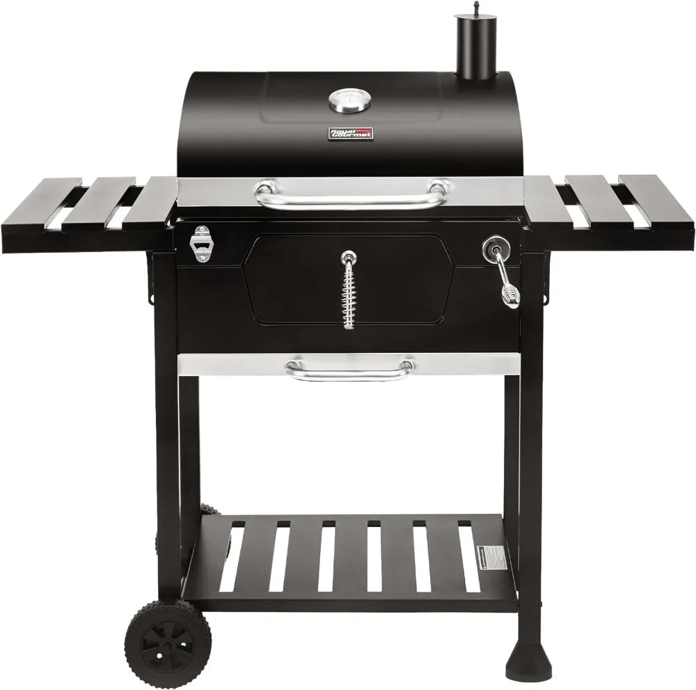 Outdoor Charcoal Grill/Smoker  with Side Tables