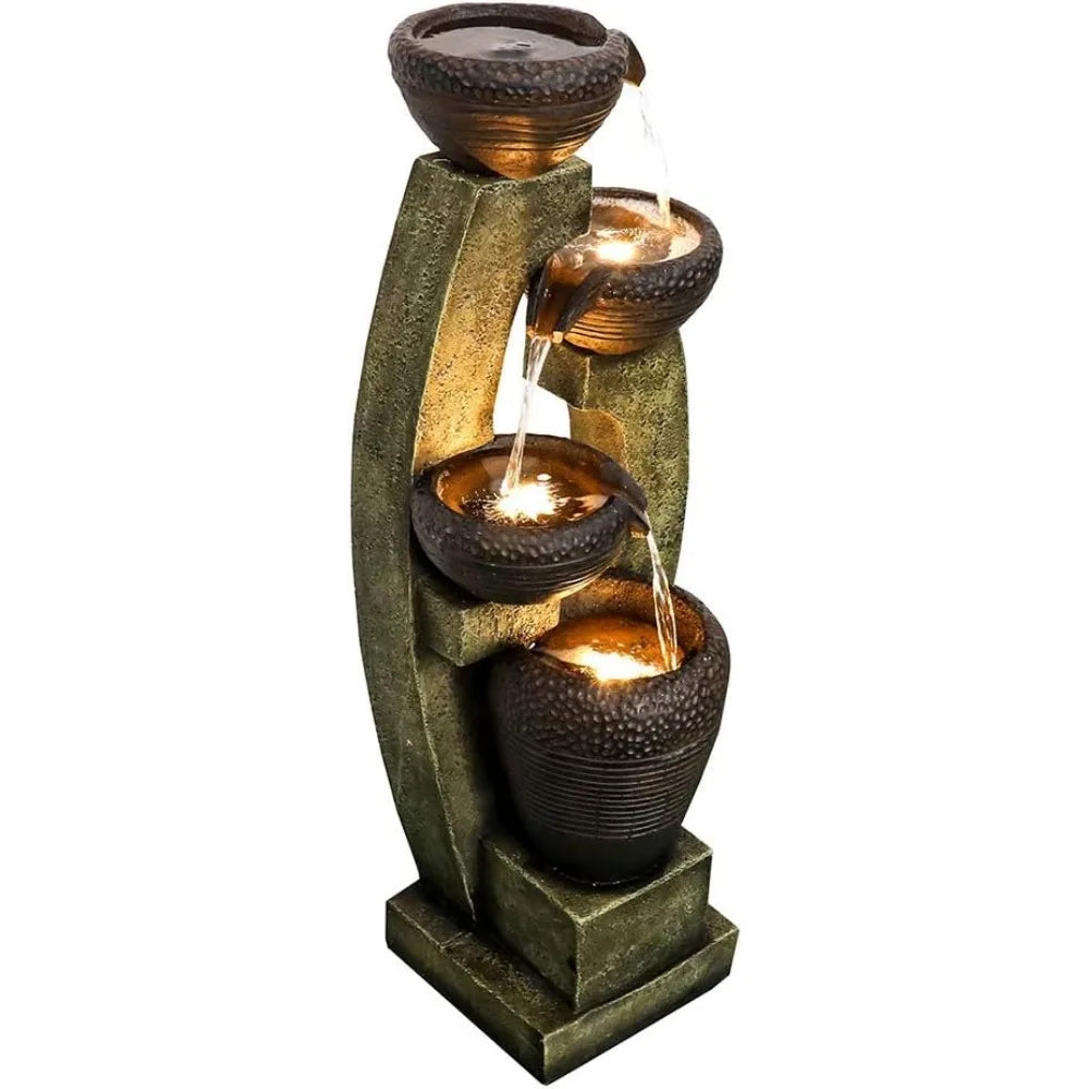 LED Outdoor Water Fountain with 4 Crocks