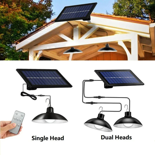 Single Dual Heads Solar Pendant Lights with Remote Control