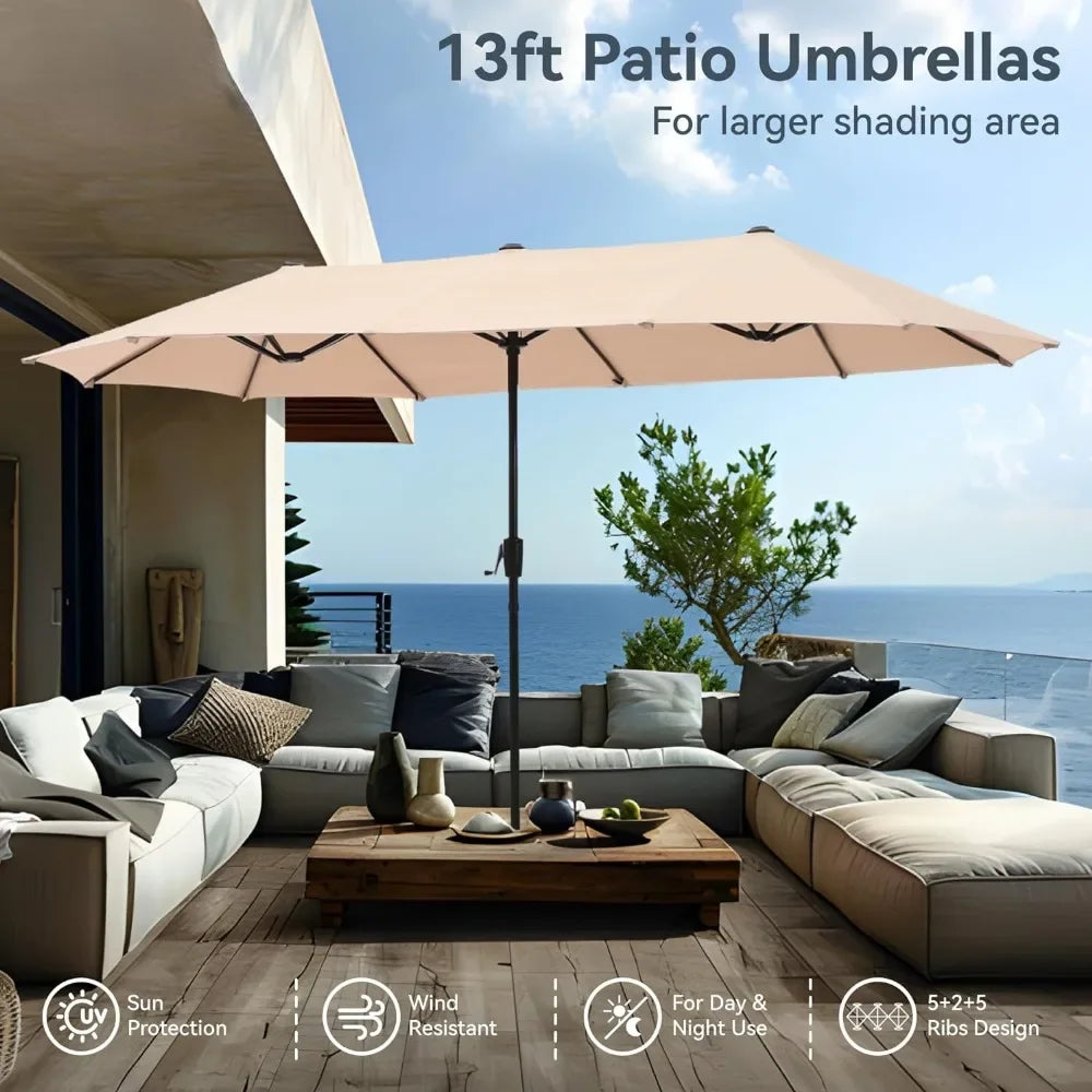 Outdoor Large Patio Umbrella Double-Sided Twin Umbrella