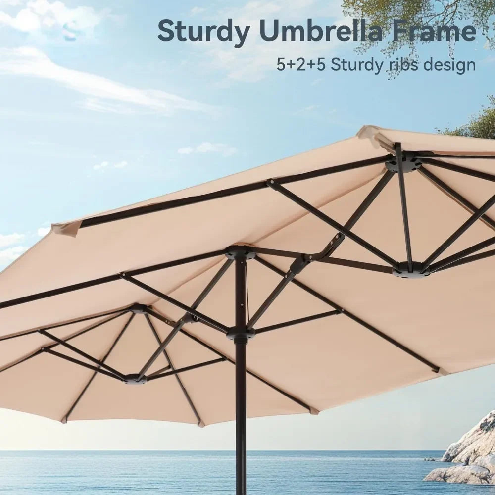 Outdoor Large Patio Umbrella Double-Sided Twin Umbrella