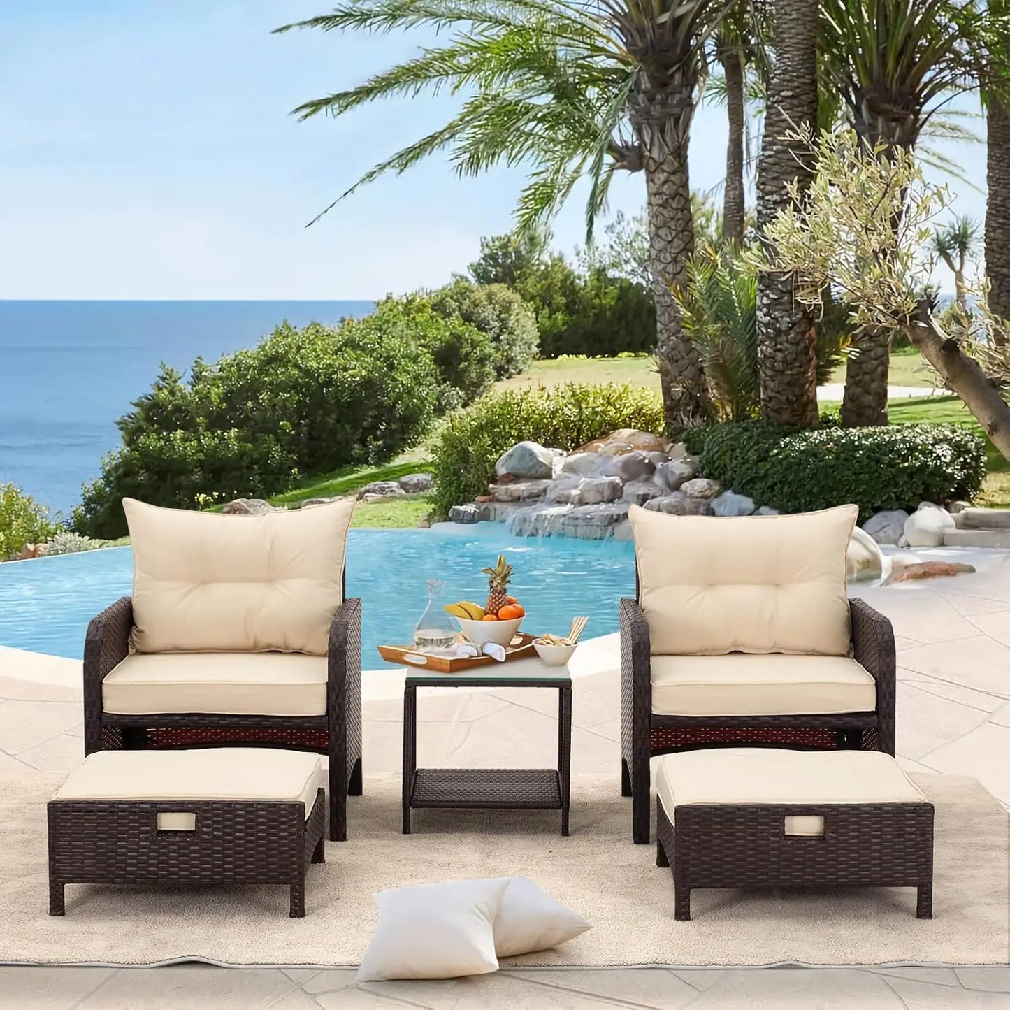 Outdoor Wicker/ Rattan Patio Chair Set