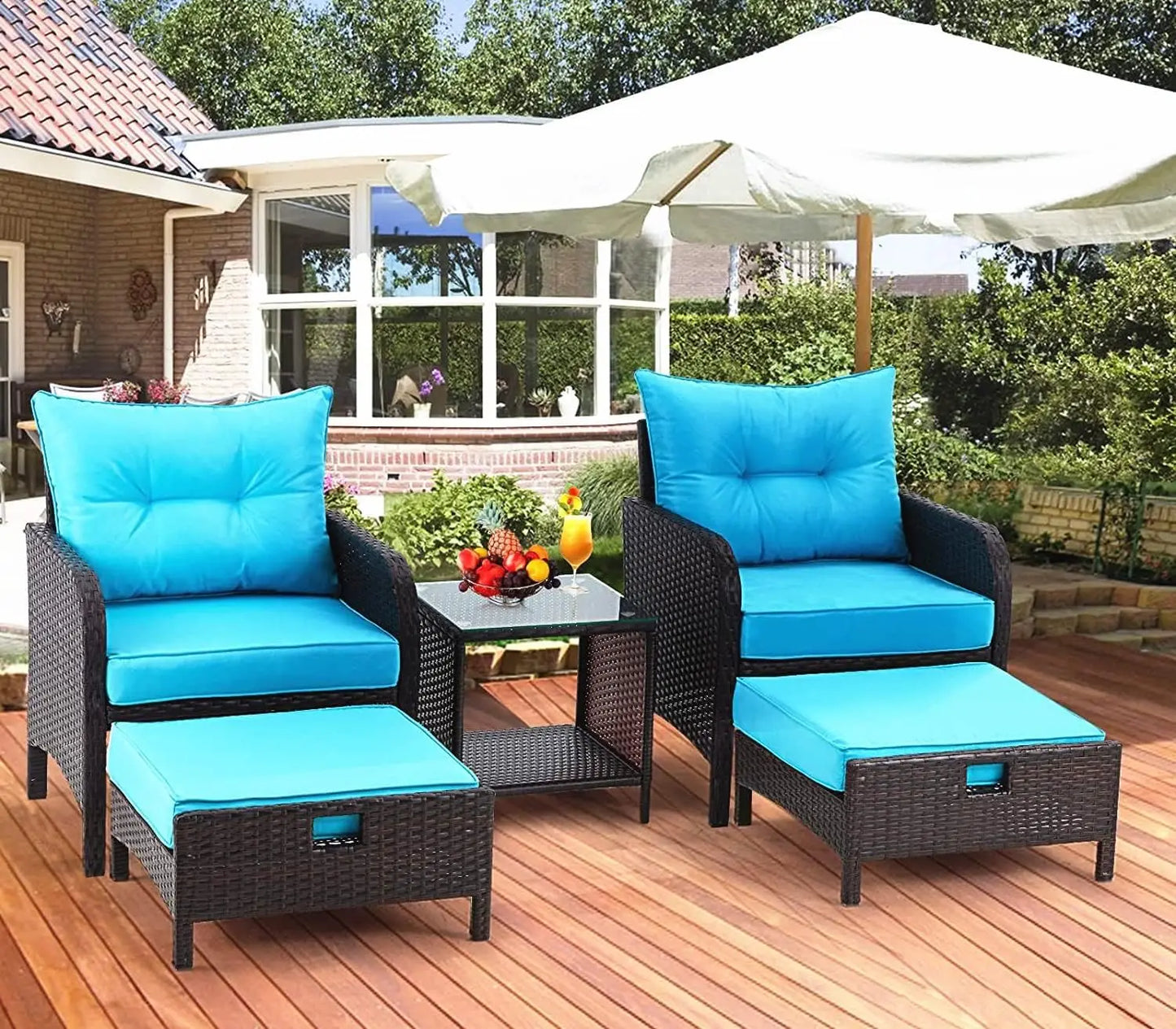 Outdoor Wicker/ Rattan Patio Chair Set