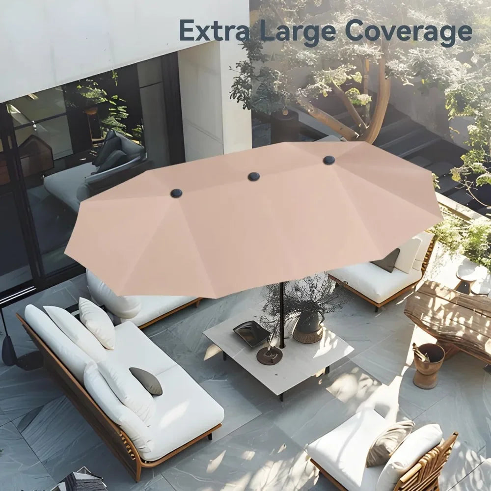 Outdoor Large Patio Umbrella Double-Sided Twin Umbrella