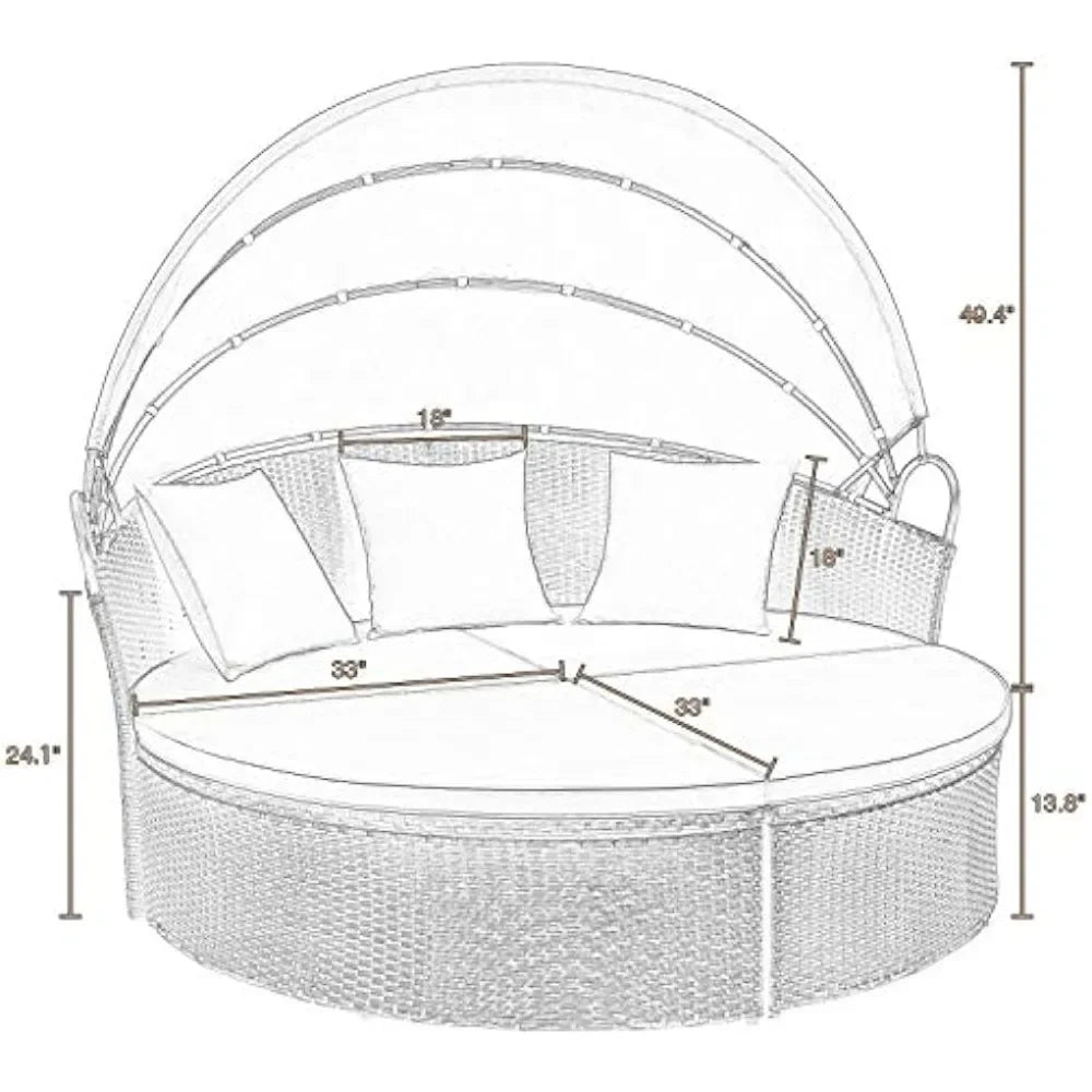 Round Wicker Rattan Daybed