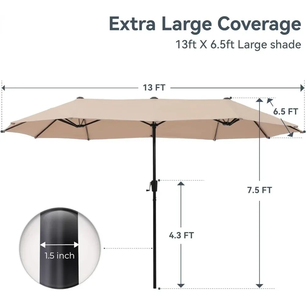 Outdoor Large Patio Umbrella Double-Sided Twin Umbrella