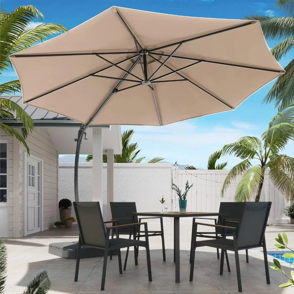 Outdoor Deluxe Curvy Cantilever Patio Umbrella with Base